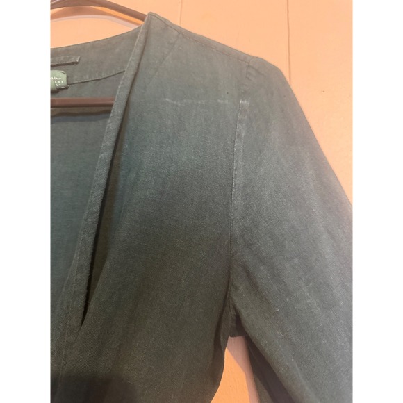 ONCE MILANO Woman S/M EU42 Linen Dressing Gown Robe Forest Green Kimono Sleeve - Picture 5 of 12